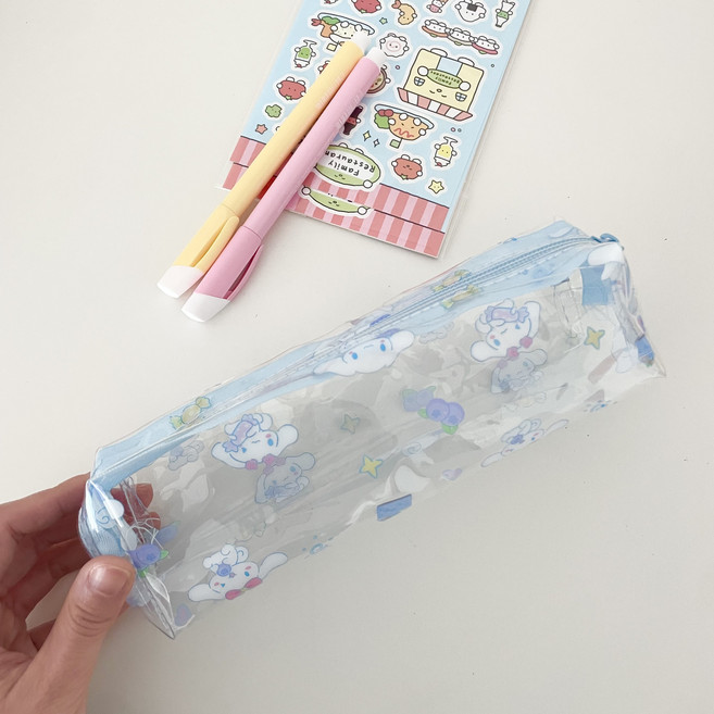 KT 산리오 필통 투명 PVC 파우치, 1개, 스카이
