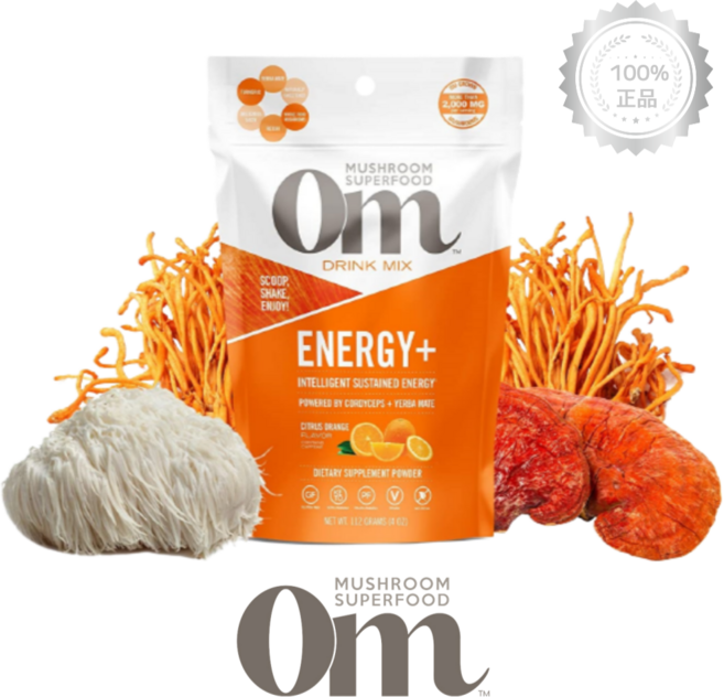 옴 머쉬룸 버섯 분말 드링크 믹스 에너지 플러스 112g 비타민 나이아신 함유, 1개, 기본