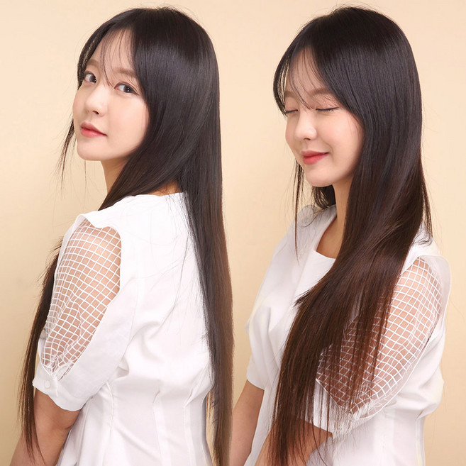 프리티레이디 인모 똑딱이 피스 5핀(가로27cm) x 2겹 붙임머리 가발, #2, 45cm, 1개