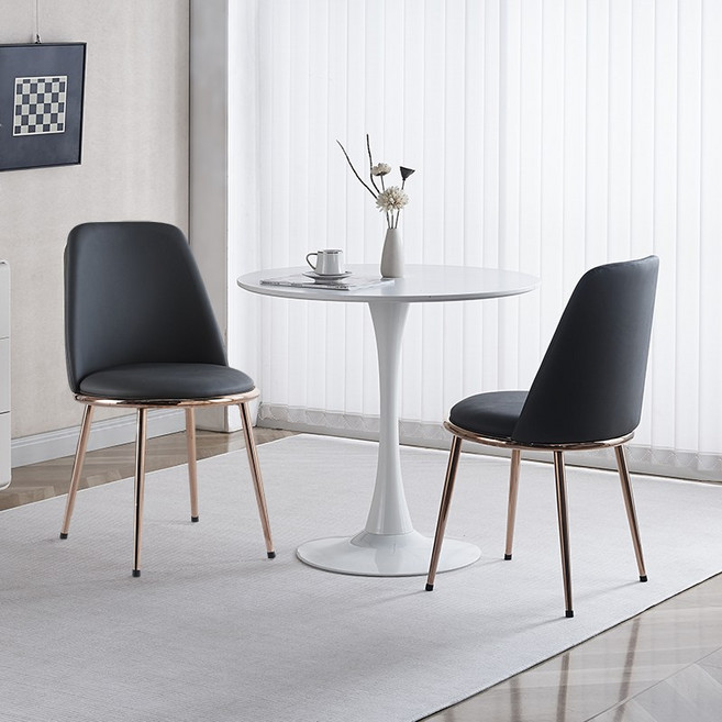 가죽 식탁의자 디자인체어 2개입, 2개, 다크그레이