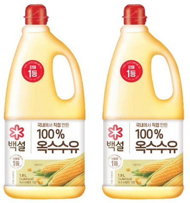CJ제일제당 백설 옥수수유 1.8L x2개, 2개