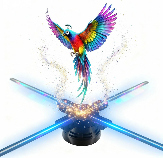 3DHologramfan 24.9 HD LED 홀로그램 디스플레이 APP WiFi 원격 블루투스 오디오 제어 플러그 앤 플레이 소매점 전시 비즈니스용 멀티 디바이스 스플라이싱, 25.6 inch（65cm）