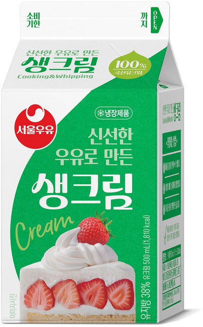 서울우유 동물성 생크림 500g, 500ml, 1개