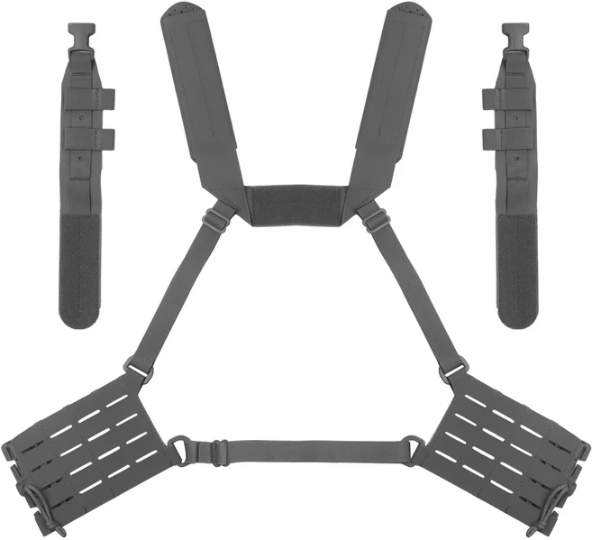 포세이돈 디펜스 ARC 경량 체스트 리그 키트 모듈형 하네스 시스템 몰리 패널 H-스트랩 퀵 릴리즈, 07 GY