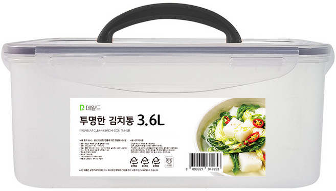 데일드 투명한 김치통, 3.6L, 1개