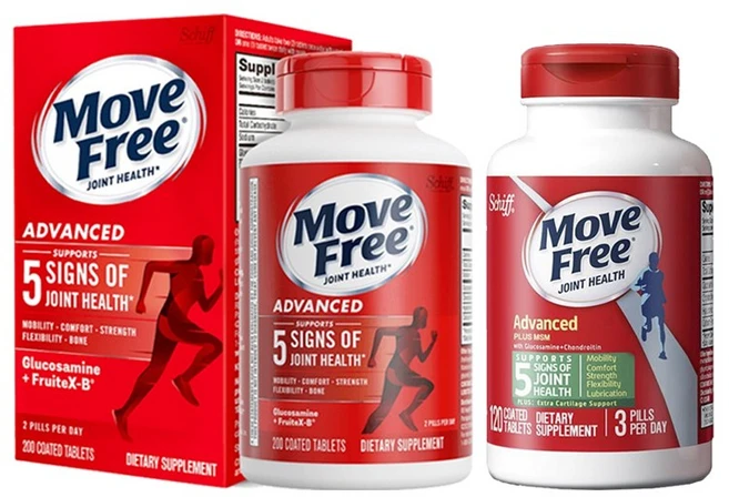 쉬프 무브프리 어드밴스드 조인트 헬스 글루코사민 & 콘드로이틴 & 프루트X-B 타블렛 200정 + 어드밴스드 플러스 MSM 글루코사민 & 콘드로이틴 코티드 타블렛 120정, 1세트, 1ml, 1g - 쿠팡