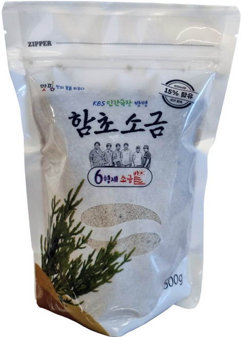 6형제소금밭 맛핌 육형제 신안 천일염 함초소금 스탠드형 비닐팩, 1개, 500g