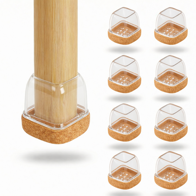 리브로이 소음 방지 식탁 의자 발커버, 8개, 브라운