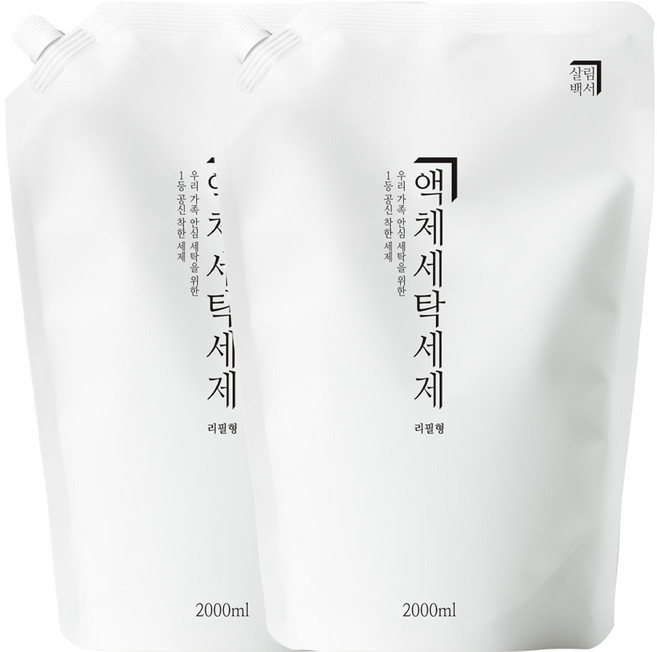 살림백서 드럼 일반겸용 액체세탁세제 리필, 2L, 2개