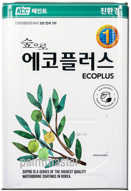 KCC 친환경 내부용 수성페인트 숲으로 에코플러스, 백색 무광, 18L, 1개