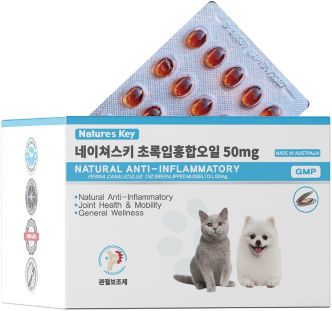 네이쳐스키 강아지 고양이 관절영양제 초록입홍합오일 50mg, 1개, 뼈/관절강화, 250정 - 쿠팡