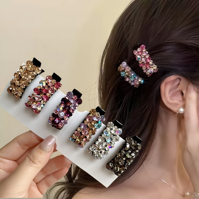 쓸리미너 머리핀 헤어핀 여성 큐빅 미니 집게핀 6P