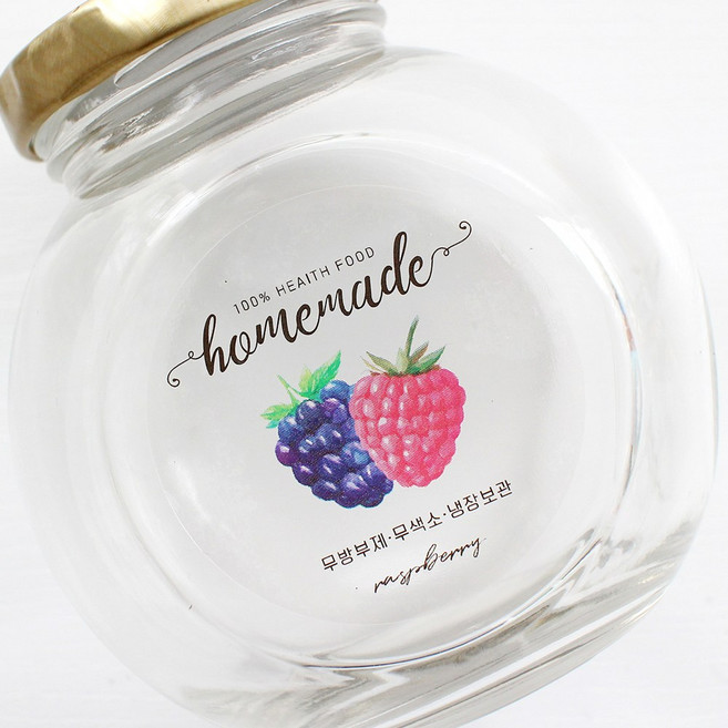 투명 복분자 수제청 스티커 과일청 수제잼 수제식초 과일 스티커 주문제작, 100매, 방수투명스티커