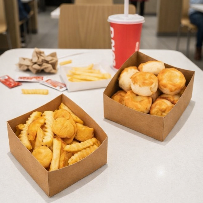 [메이크팩] 스낵트레이 11x10.5x5.5 cm 150개 [크라프트], 크라프트