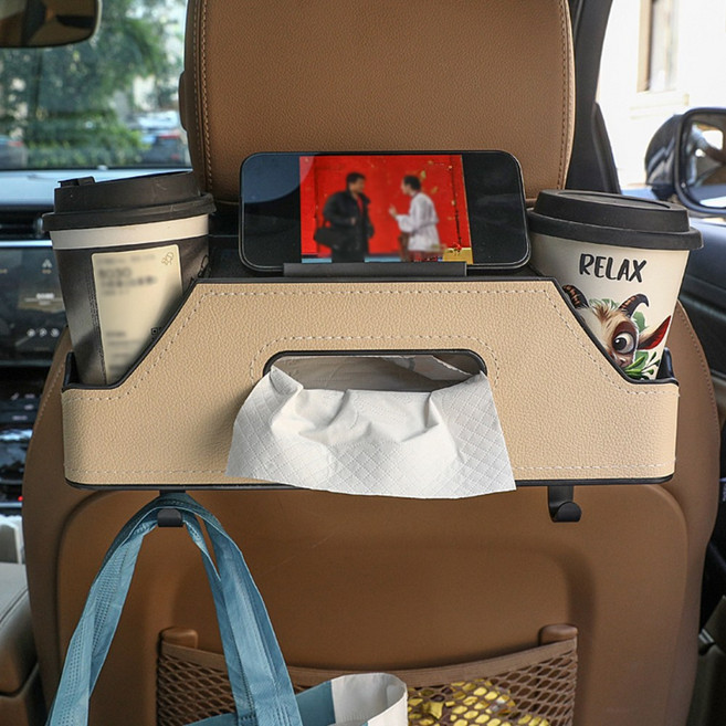 바니엘 차량용 뒷좌석 수납함 다용도 트레이, 코코넛베이지, 1세트