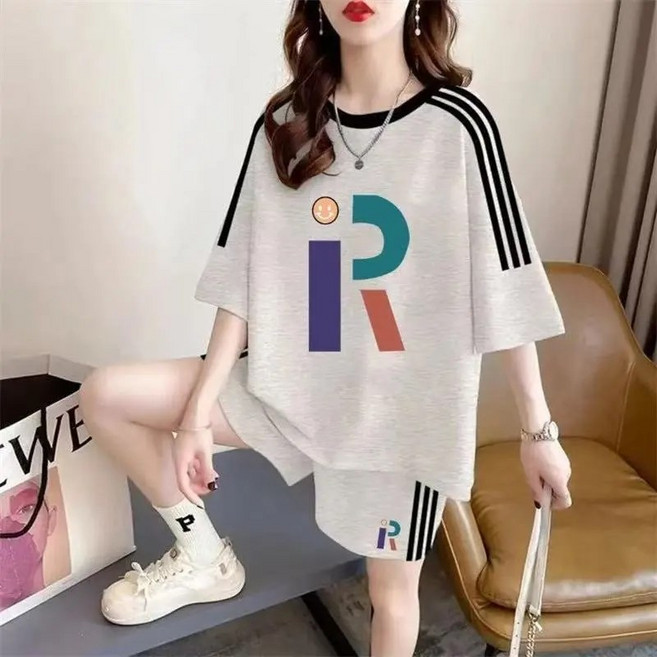 Sealang 여성 캐주얼 여름 투피스 반팔 티셔츠 반바지 세트 cong0408AJ7