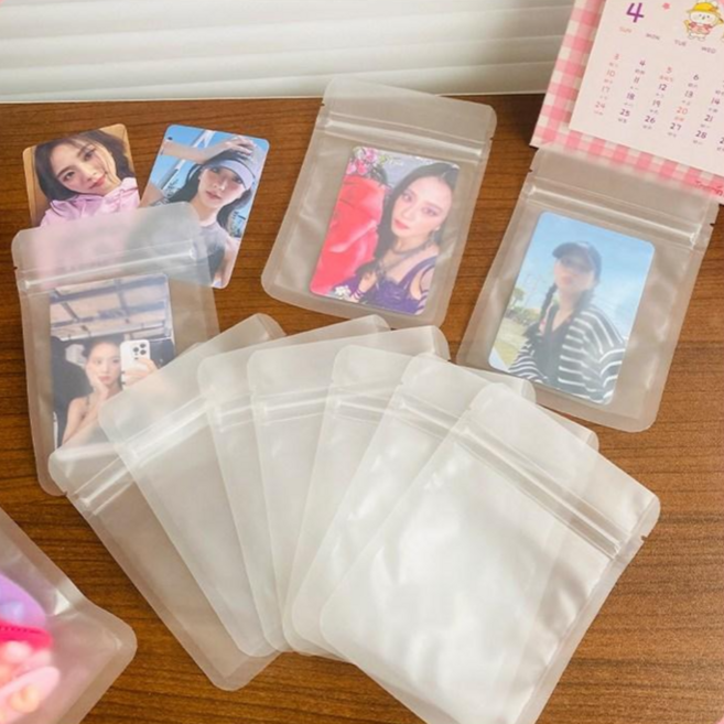 포토 카드 트레카 포장 보관 지퍼백 반투명 9x13cm 10p, 1세트, White