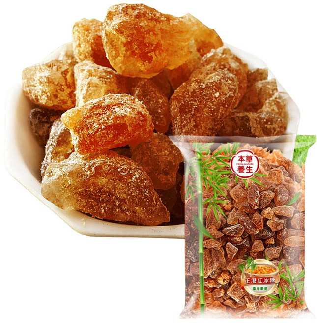 本草養生 正港紅冰糖 年的古早味 台灣自產自製 無添加 大顆 600g, 1個
