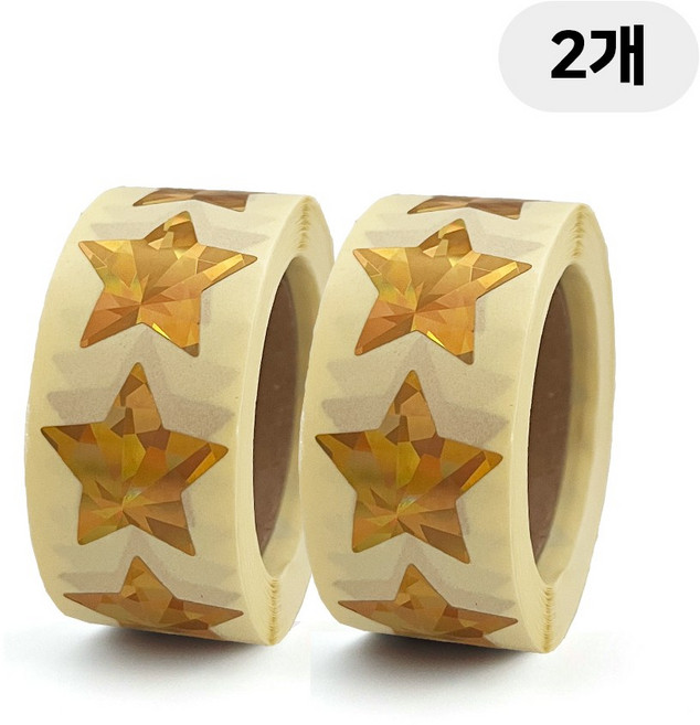 디어플레이스 홀로그램 반짝이 롤스티커 500매, 2개, S2 프리즘 골드 2.5cm_별