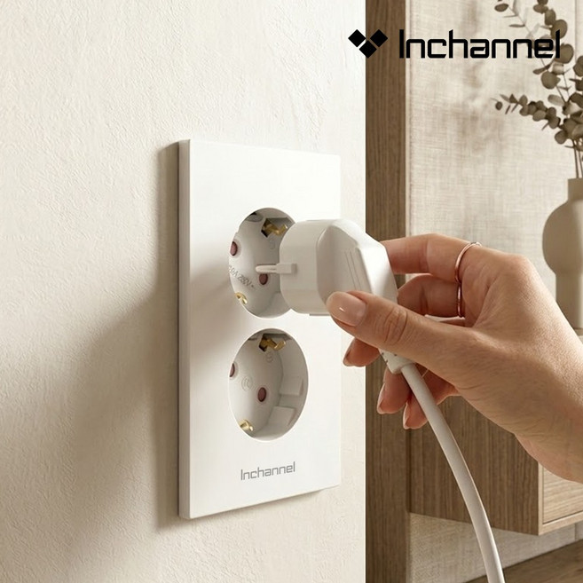 인채널 국산 세이프 매입 콘센트 2구 IWC002 가구 벽 매립 콘센트 교체 접지 커버, 1개