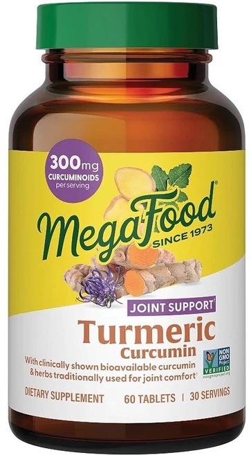 메가푸드 강황 커큐민 보충제 - 공동 지지 보충제 흑후추를 곁들인 커큐민 웰리아 추출물 & 생강 뿌리 비GMO 60정(30인분), 1개, 60정 - 쿠팡
