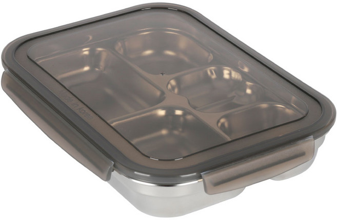 스텐 반찬통 5구 밀폐용기 스텐레스 찬통, 1개, 그레이