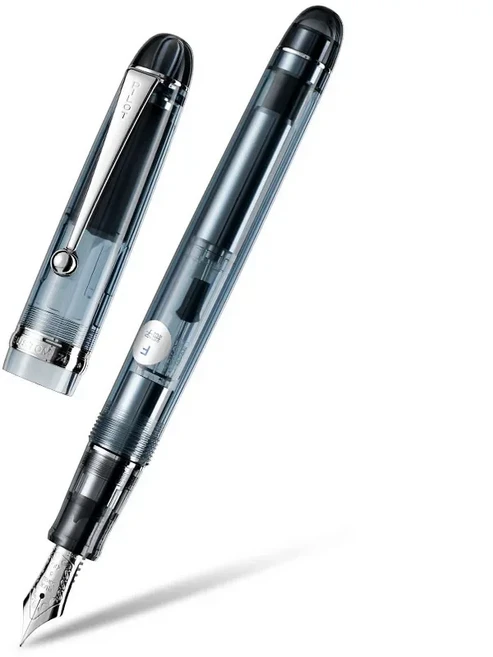 일본 오리지널 파일럿 커스텀 74 투명 14k 골드 송진 만년필 부드럽고 부드러운 펜촉 비즈니스 사무실 학생, 03 M(0.7mm), 05 Transparent Blue