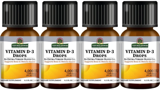 네이처스앤서 고흡수 비타민 D3 드랍스 4000IU 액상 액체, 4개, 15ml - 쿠팡