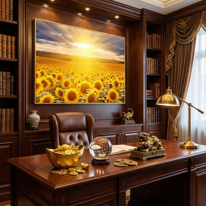 [명품디자인] 돈들어오는 돈벼락 재물가득 해돋이 해바라기 현대식 라운지 리빙룡 인테리어 액자 벽걸이 그림 - 모던 럭셔리 거실 식당 침실 벽화 추천, 해바라기 - 03