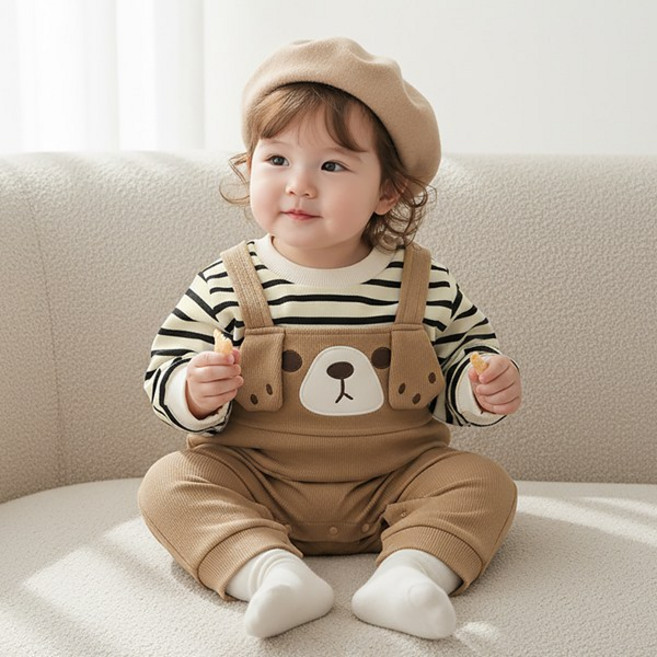 몽실이 애니멀 베이비 멜빵우주복 아동 유아용 신생아 봄 가을 간절기 외출복 점프슈트