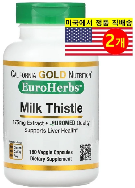 California Gold Nutrition 유럽산 밀크시슬 추출 175mg European Milk Thistle, 2개, 180정 - 쿠팡