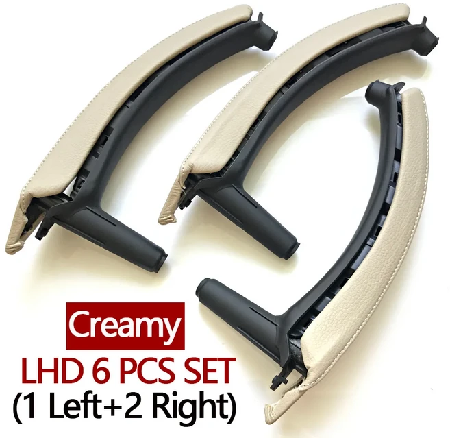 문짝지그 호환 호환호환 X5 E색상0 200색상204 용 가죽 커버 어셈 세트가 LHD 왼쪽 오른쪽 내부 도어 핸들, 09 LHD SET CREAMY