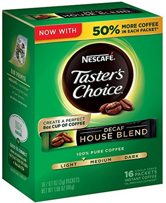 네스카페 66488 테이스터스 초이스 스틱팩 디카페인 . Nescafe Taster's Choice Decaf House Blend Instant Coffee Single S, 1개