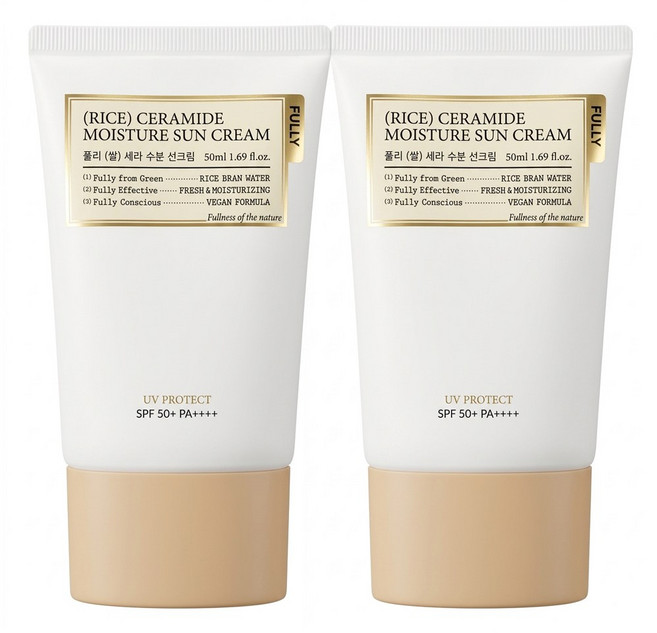 풀리 쌀 세라 수분 선크림, 2개, 50ml