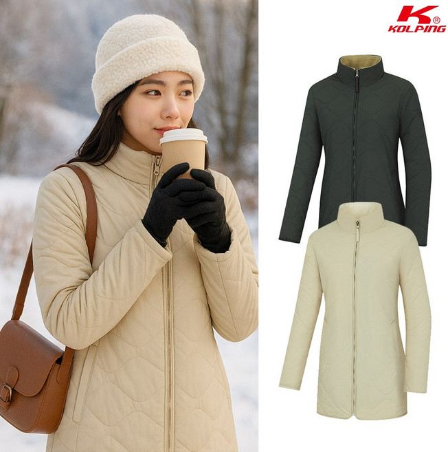 콜핑 여성 겨울 안감 플리스 보온 중기장 등산 패딩 자켓 KSC683UJ2W