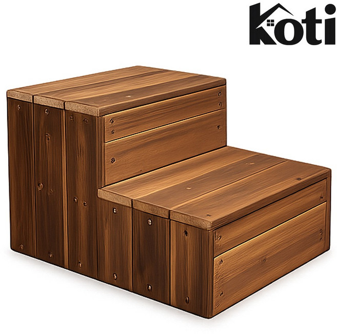 koti 야외 나무 계단 원목 발디딤대 발판 싱크대 발받침 1단 2단 3단, 1개