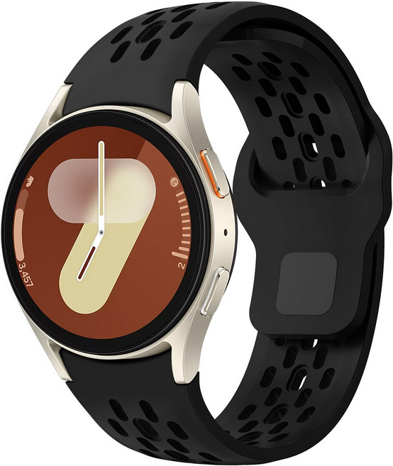 밴드톡 갤럭시워치 호환 7 6 5 4 멀티타공 소프트 실리콘 루프 스트랩, 블랙, 1개