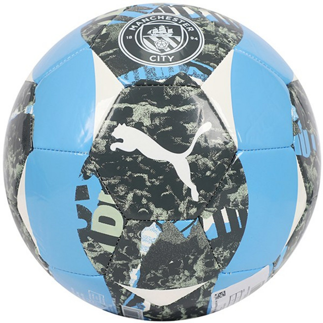 푸마 EPL 맨체스터 시티 축구공 프리매치 Mancity 그레이-블루-화이트, 1개, 상세 설명 참조