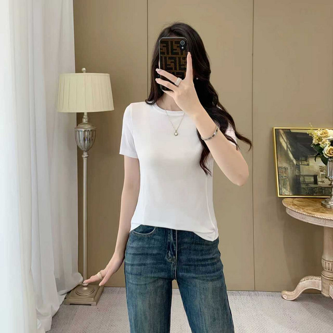 실크터치 소프트 반팔 티셔츠 여성 데일리 기본티 부드러운 촉감