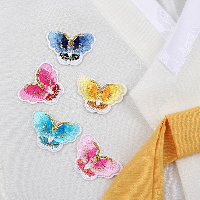 홈즈패브릭 금사나비 한복 자수장식 2개입 5컬러, 2개, 하늘