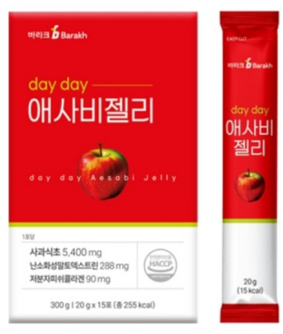 바라크 애사비젤리/ day day 애사비 젤리 애플사이다비니거 (15포), 3개, 300g