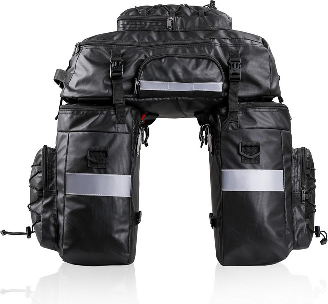 라이노워크 3in1 자전거 짐받이 가방 65L 리어백 패니어 투어백 X21606, 블랙, 1개