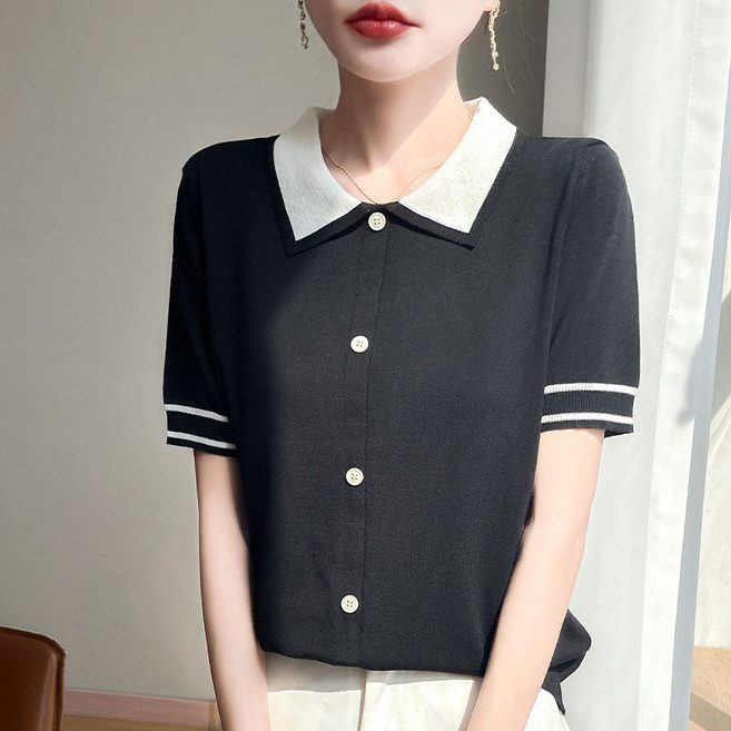 lofei 여성 여름 시원한 카라 반팔 니트 TX08