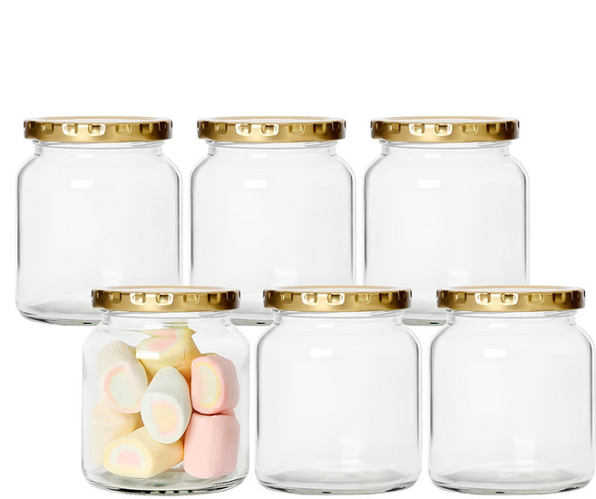 경성리빙테크 원형 유리병, 350ml, 6개