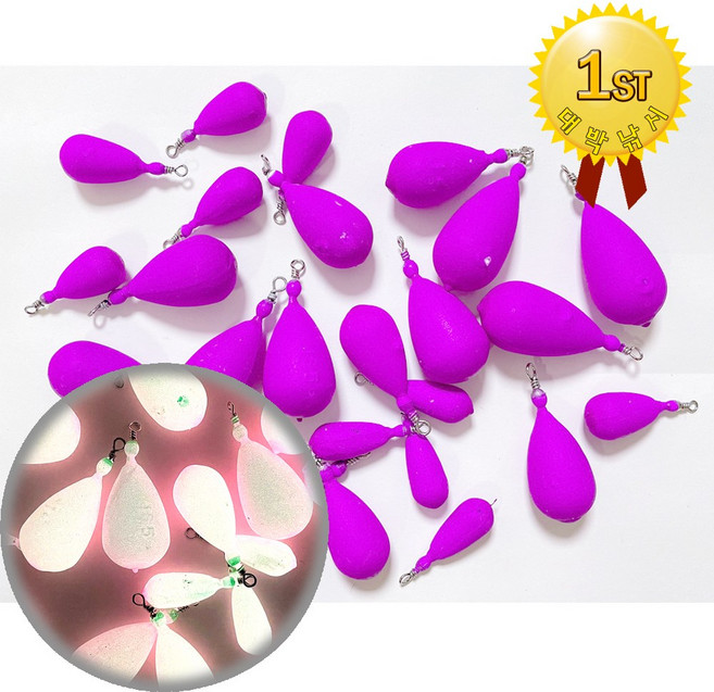 YJF국산 퍼플야광 물방울싱커 물방울추 야광봉돌, 18호, 1개