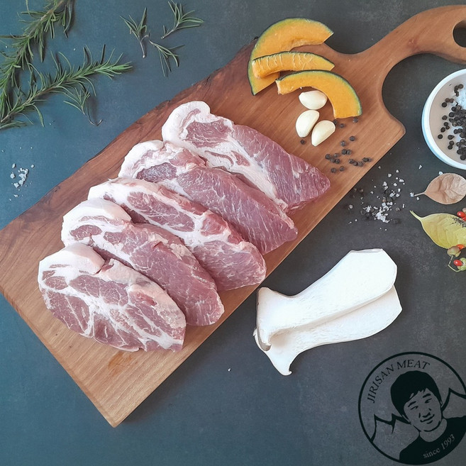 한푸짐 지리산 흑돼지 버크셔 목살(냉장) - 돼지껍데기 200g서비스, 1팩, 1.1_지리산흑돼지(목살)500g+껍데기서비스