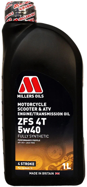 Millers Oils ZFS 4T 5W40 全合成機油 1L 適用於機車與 ATV, 1個, 8445-1L