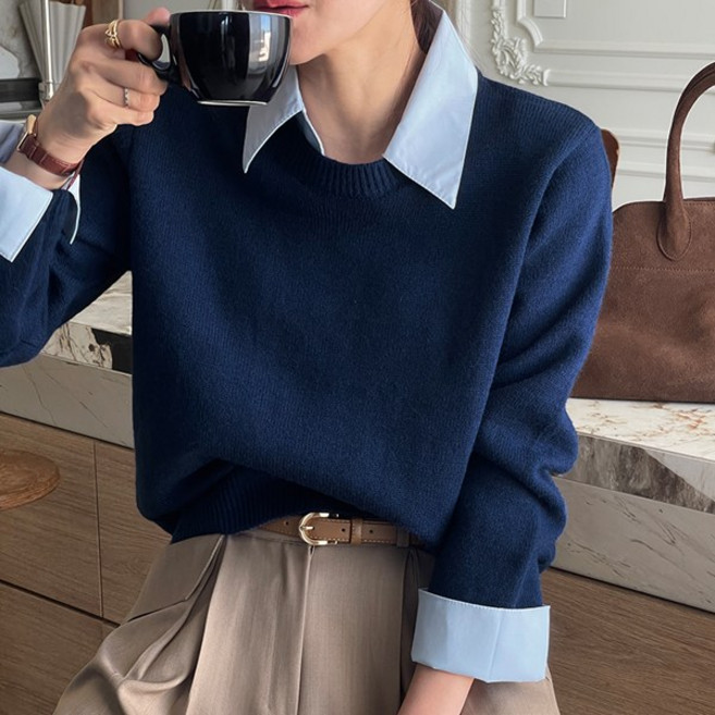 [난닝구]조젤버 카라레이어드니트