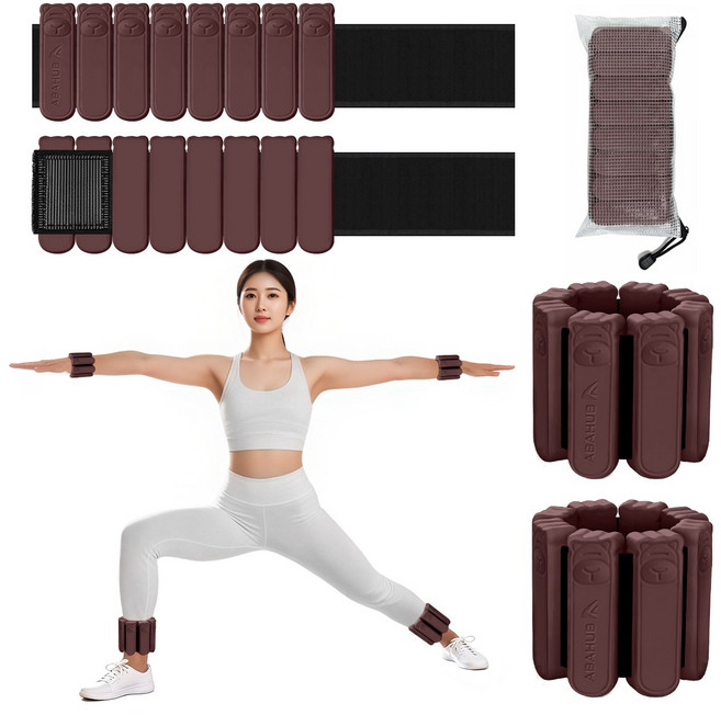 ABAHUB 여성용 미끄럼방지 실리콘 중량밴드 / 손목 발목 전용 고정무게, 1kg, 레드브라운
