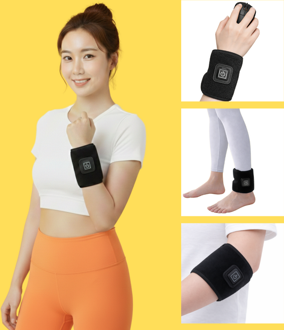 힐히트온 손목 발목 팔꿈치 마사지기 찜질기 온열 원적외선 속열 국산, 검정, 멀티찜질기+보조배터리